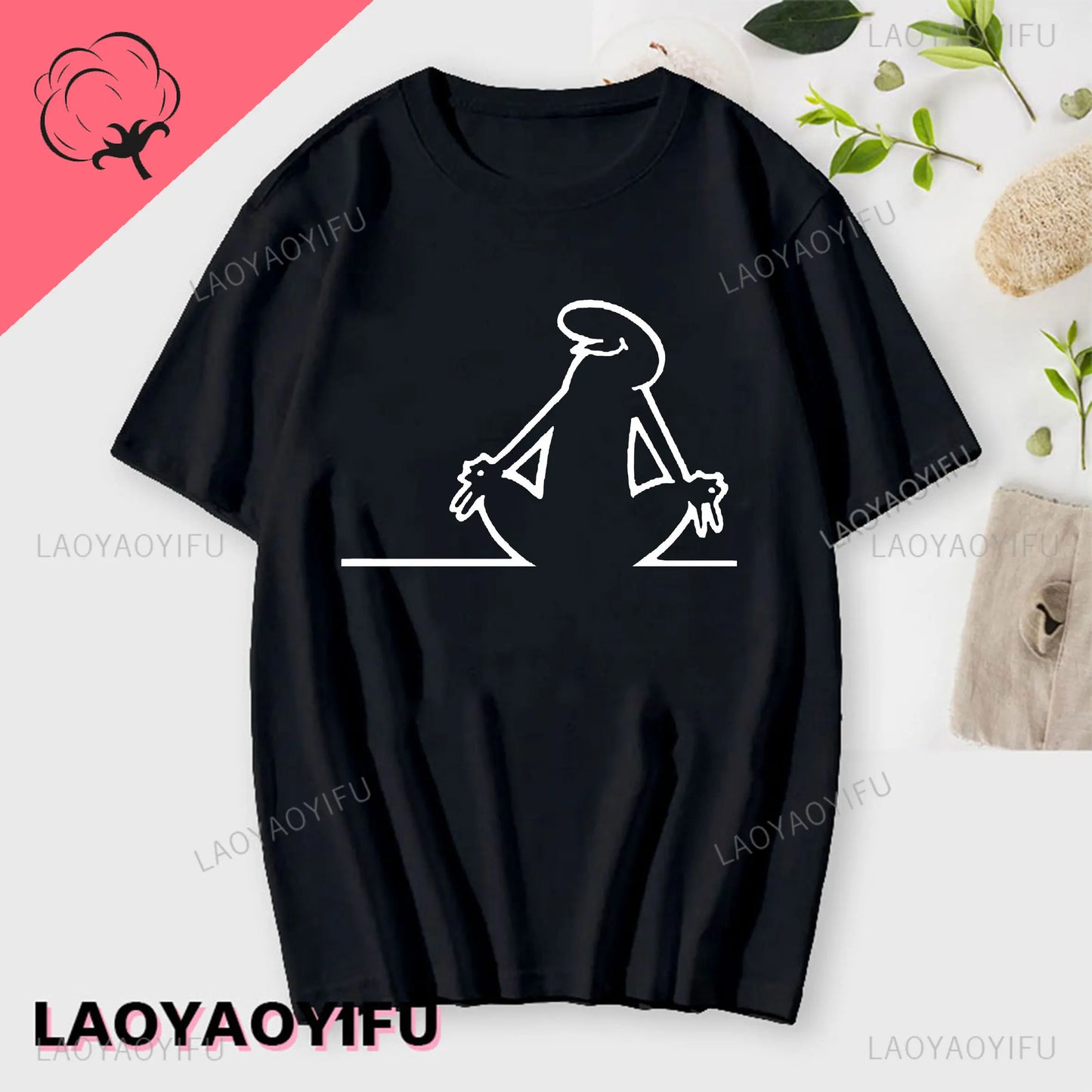 Men's Short Sleeve T-Shirt with Abstract Graphic Print and Minimalist Design for Casual and Streetwear Fashion