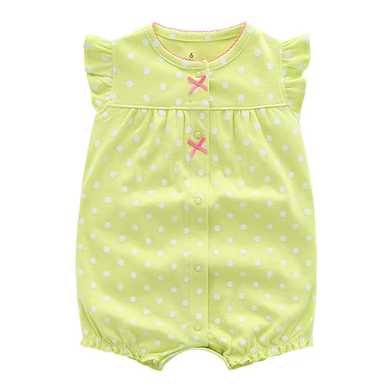 Pack of Adorable Baby Rompers with Short Sleeves and Cute Prints