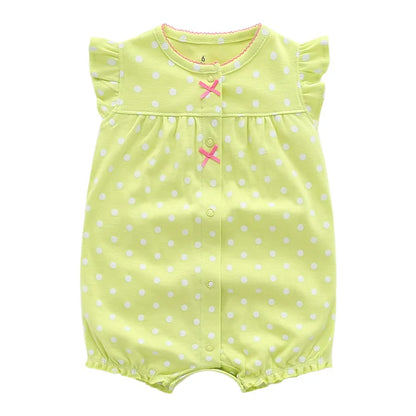 Pack of Adorable Baby Rompers with Short Sleeves and Cute Prints