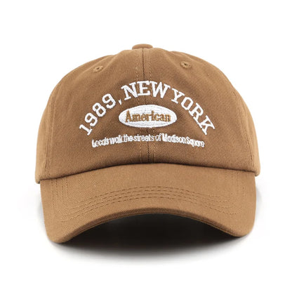 Vintage Embroidered New York Baseball Cap with Curved Brim and Adjustable Strap