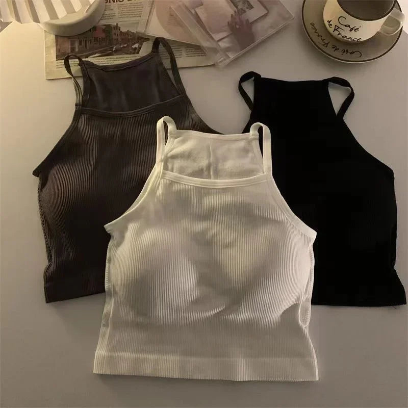 Women's Ribbed Tank Tops with Strappy Back Design and Mixed Solid and Striped Patterns, Perfect for Layering or Casual Wear