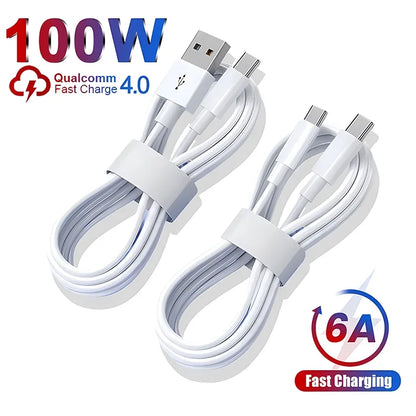 100W USB-C to USB-A Fast Charging Cable with 6A Current and Qualcomm Quick Charge 4.0 Compatibility for High-Speed Data Transfer and Charging