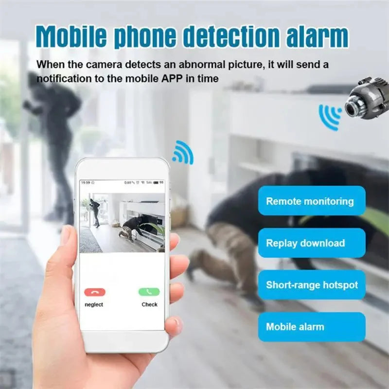 Compact HD 1080P Mini WiFi Camera with Night Vision, Motion Detection, and Wireless Connectivity for Enhanced Security Monitoring