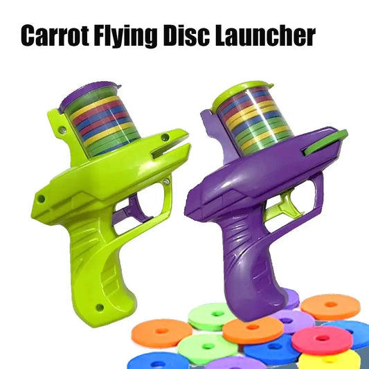 Carrot-Themed Flying Disc Launcher Toy Set, Interactive Outdoor Play for Kids, Easy-to-Use Handheld Disc Shooter with Colorful Discs, Promotes Coordination and Fun Physical Activity, Ideal for Backyard and Park Games