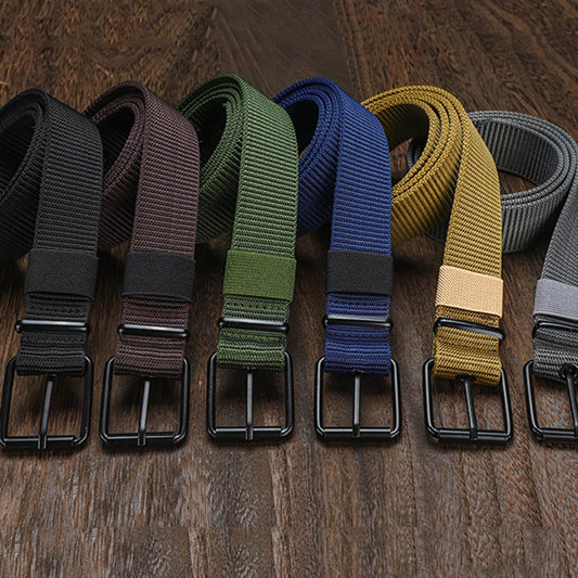 Men's Durable Woven Canvas Belt with Adjustable Metal Buckle in Multiple Styles