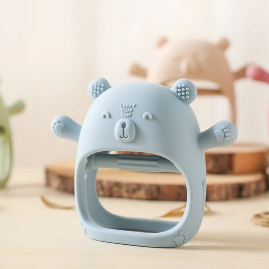 Adorable Bear Shaped Silicone Baby Teether with Textured Grips for Easy Holding and Soothing Teething Relief