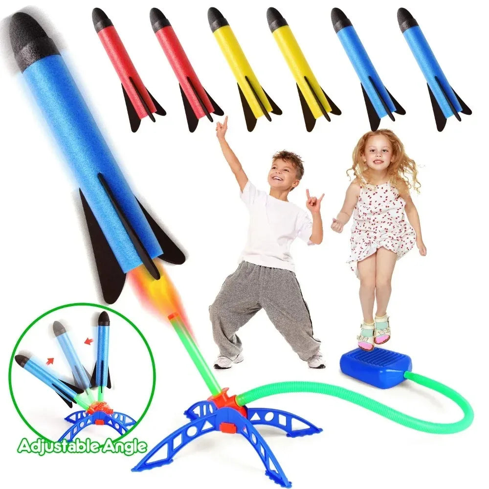 Outdoor Stomp Rocket Launcher Set for Kids, High-Flying Foam Rockets with Launch Pad, Promotes Physical Activity and STEM Learning, Safe and Fun Toy for Boys and Girls, Ideal for Backyard and Park Play