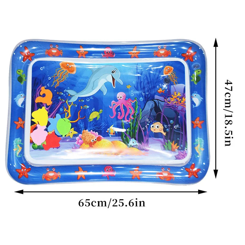 Interactive Baby Water Play Mat with Ocean-Themed Graphics, Floating Toys, and Leak-Proof Design for Sensory Development and Tummy Time Fun