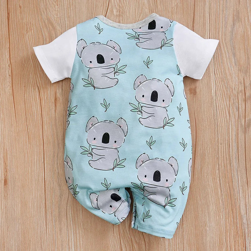 Cute Koala Print Baby Romper Set with T-Shirt - Soft Cotton Material - Ideal for Newborns and Infants - Perfect for Casual Wear