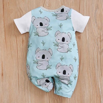 Cute Koala Print Baby Romper Set with T-Shirt - Soft Cotton Material - Ideal for Newborns and Infants - Perfect for Casual Wear