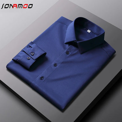 Premium Long Sleeve Dress Shirt for Men with Turn-Down Collar and Button Cuffs - Ideal for Formal and Business Wear