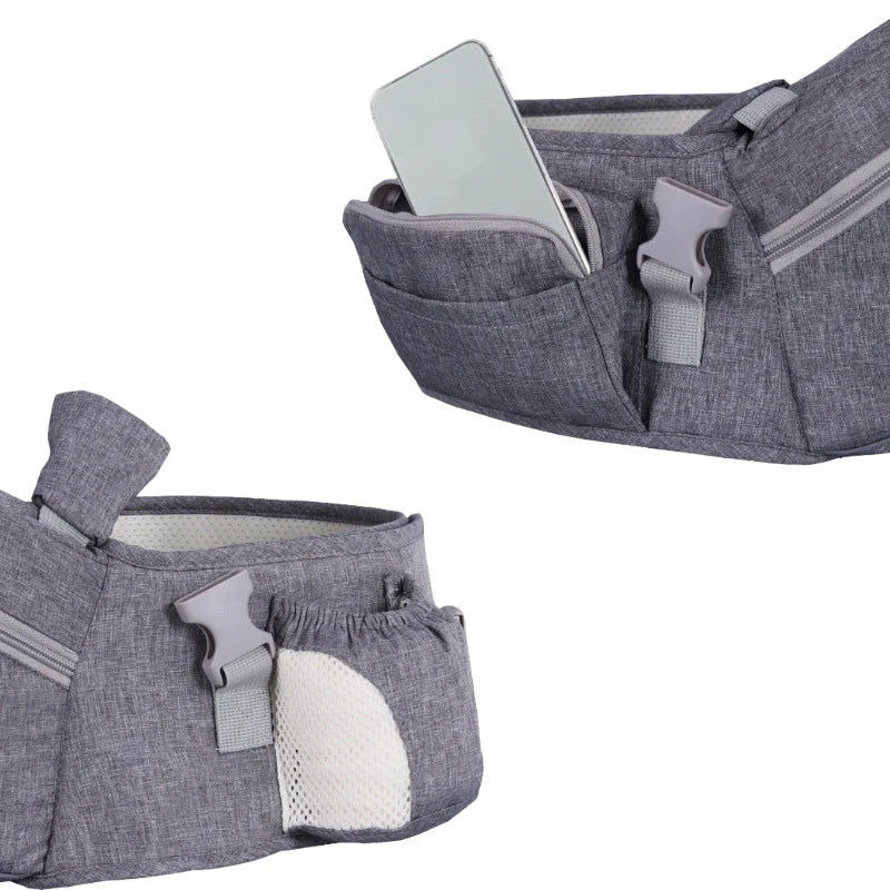 Adjustable Hip Seat Baby Carrier with Padded Waist Belt, Multiple Carrying Positions, and Storage Pockets for Comfortable and Convenient Babywearing