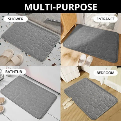 Soft and Absorbent Memory Foam Bath Mat with Non-Slip Backing and Textured Design for Comfortable and Safe Bathroom Uses