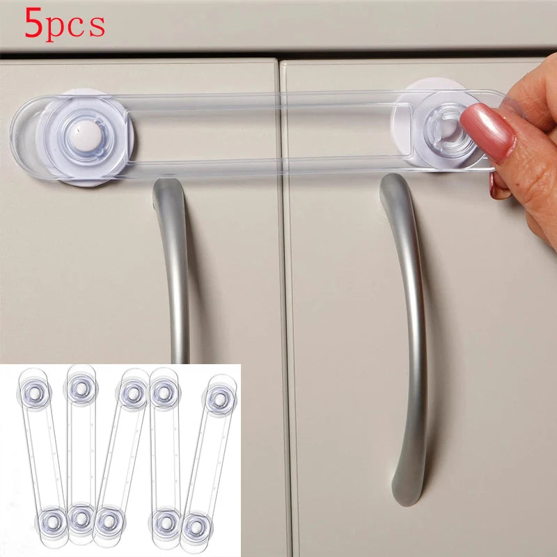 Child Safety Cabinet Locks with Adjustable Straps - 5 Pack of Easy-to-Install Secure Latches for Drawers, Cabinets, and Appliances