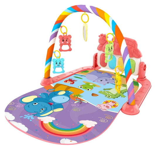 Baby Play Mat with Activity Gym and Hanging Toys for Early Development and Sensory Stimulation