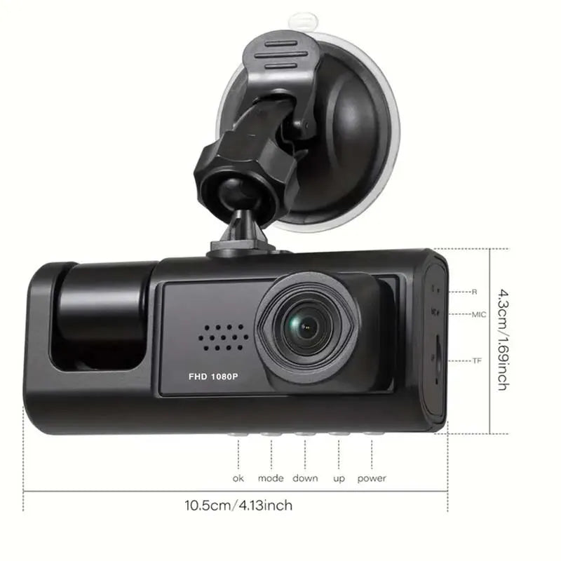 Full HD 1080P Dual Lens Dash Cam with 32GB Memory Card, Night Vision, and Wide-Angle Front and Rear Cameras for Comprehensive Vehicle Recording