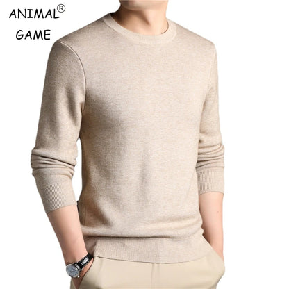 Men's Crew Neck Cashmere Blend Sweater with Ribbed Cuffs and Hem, Designed for Ultimate Comfort and a Sophisticated, Casual Look