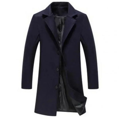 Men's Wool Blend Overcoat with Notched Lapel and Single-Breasted Closure for a Timeless and Sophisticated Look