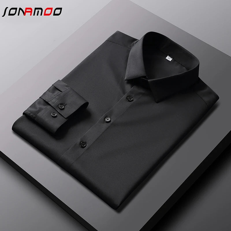 Premium Long Sleeve Dress Shirt for Men with Turn-Down Collar and Button Cuffs - Ideal for Formal and Business Wear