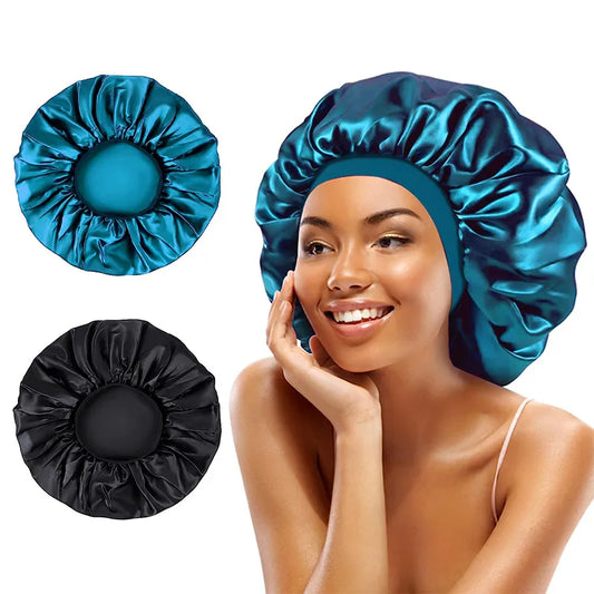 Satin Sleep Bonnet with Wide Elastic Band for Hair Protection and Moisture Retention, Perfect for Nighttime Use and Preventing Frizz