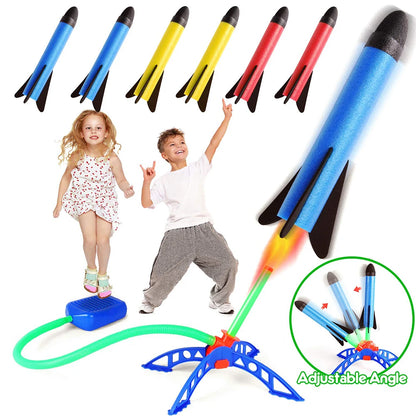 Stomp Rocket Launcher Set with Adjustable Angle for High-Flying Fun and Physical Activity for Kids