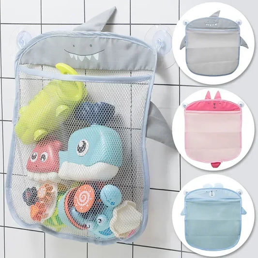 Hanging Baby Bath Toy Organizer with Animal Designs, Mesh Pockets for Quick Drainage, and Strong Suction Cups for Secure Attachment, Ideal for Keeping Bath Time Fun and Tidy