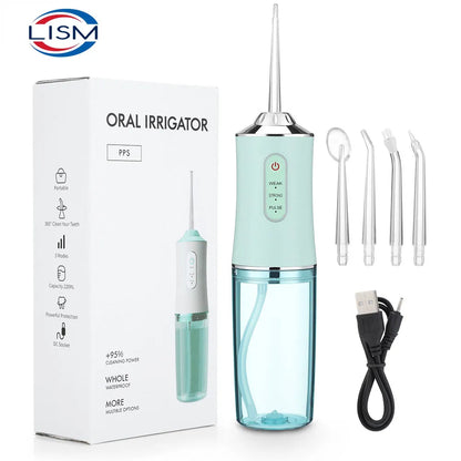 Portable Oral Irrigator by LISM with 3 Modes, 220ml Water Tank, USB Charging, and Multiple Nozzles for Comprehensive Dental Hygiene