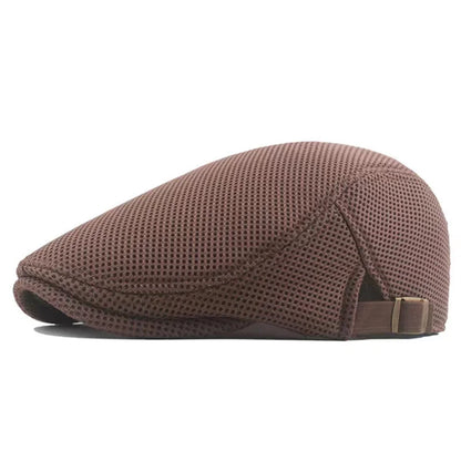 Breathable Mesh Flat Cap with Adjustable Strap for Lightweight and Stylish Outdoor Wear