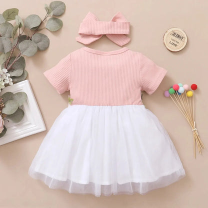 Adorable Baby Girl Tulle Dress with Floral Embroidery and Matching Headband, Perfect for Special Occasions and Photoshoots