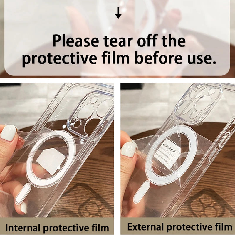 MagSafe-Compatible Clear Protective Phone Case with Camera Guard for iPhone