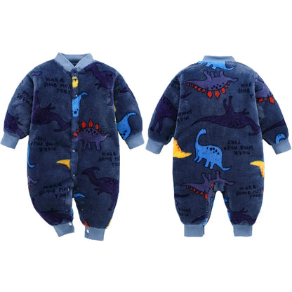 Unisex Baby Fleece Jumpsuits with Cute Animal and Pattern Designs, Cozy and Warm One-Piece Rompers for Toddlers, Ideal for Winter and Cold Weather