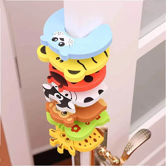 Animal-Themed Foam Door Stoppers for Child Safety with Fun Designs to Prevent Finger Pinches and Door Slamming, Pack of 7