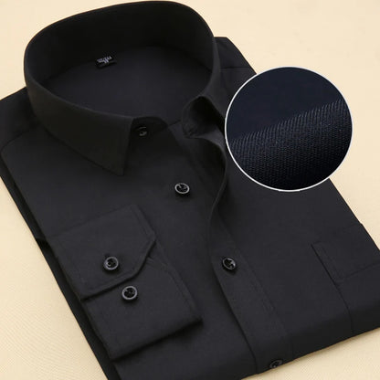 Men's Striped Dress Shirt with Long Sleeves, Button-Down Front, and Classic Collar for Formal and Business Wear