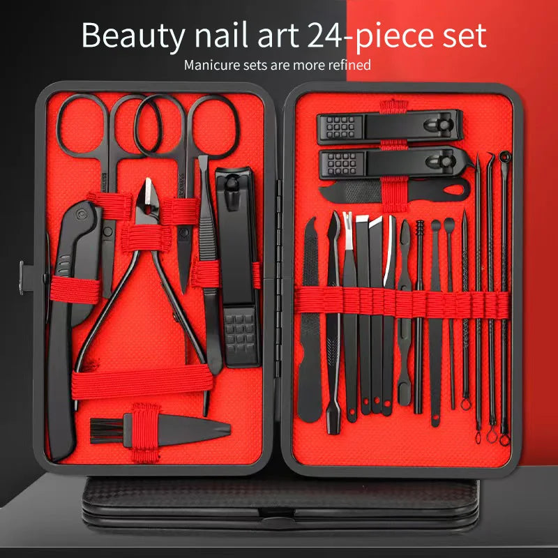 24-Piece Professional Manicure and Pedicure Set with Precision Grooming Tools for Comprehensive Nail Care