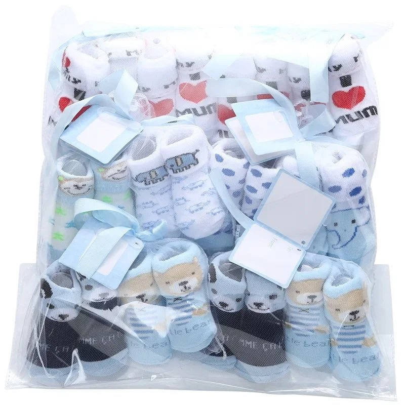 Adorable Baby Socks Gift Set - Soft and Cozy Newborn Socks with Cute Animal and Pattern Designs - Ideal for Baby Showers and New Parents