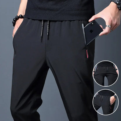 Men's Casual Jogger Pants with Elastic Drawstring Waist, Zipper Pockets, and Comfortable Fit for Everyday Wear and Fitness Activities