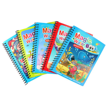 Interactive Water Drawing Books for Kids with Magic Pen, Reusable Educational Coloring Activity for Early Learning and Creativity Development