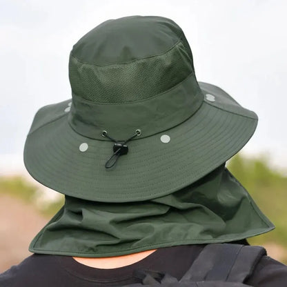 Outdoor Sun Protection Hat with Detachable Face Cover and Neck Flap, Ideal for Hiking, Fishing, and All-Day Sun Safety