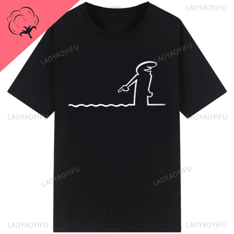 Men's Short Sleeve T-Shirt with Abstract Graphic Print and Minimalist Design for Casual and Streetwear Fashion