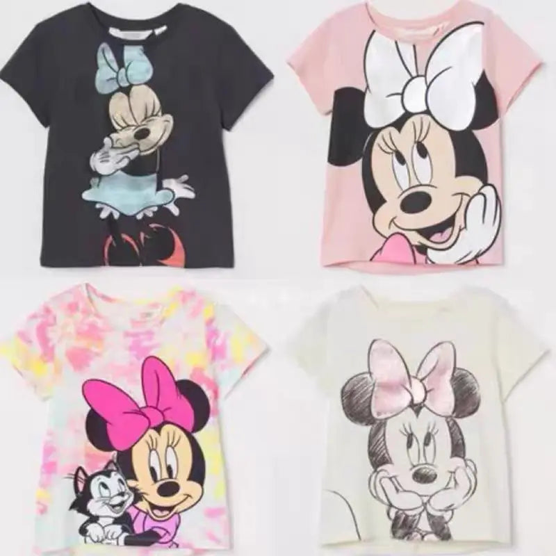 Adorable Minnie Mouse Themed T-Shirts for Toddlers – Pack of Four with Cute Cartoon Prints