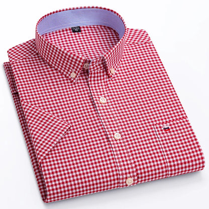 Classic Plaid Button-Down Men's Dress Shirts with Long Sleeves and Tailored Fit