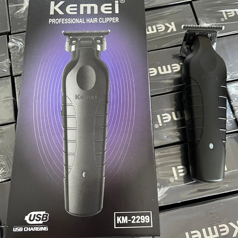 Kemei Professional Hair Clipper with USB Charging, Precision Trimming Blades, and 6 Guide Combs for Customizable Haircutting and Grooming