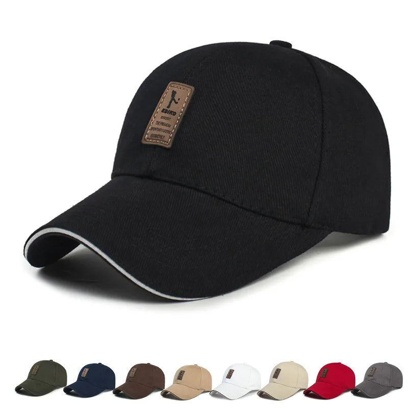 Casual Baseball Cap with Embroidered Patch and Contrast Trim, Featuring an Adjustable Strap for Comfortable Outdoor Wear