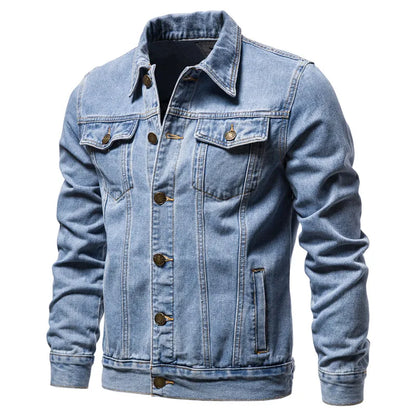 Men's Classic Denim Jacket with Button Closure and Chest Pockets, Perfect for Casual Wear and Layering