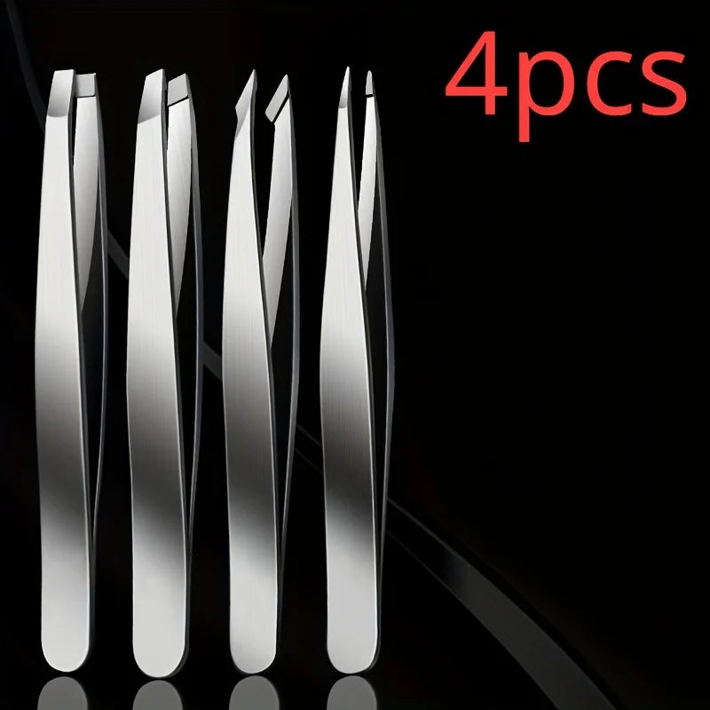 Precision Stainless Steel Tweezers Set with Various Tips for Professional Grooming, Eyebrow Shaping, and Fine Hair Removal