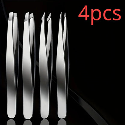 Precision Stainless Steel Tweezers Set with Various Tips for Professional Grooming, Eyebrow Shaping, and Fine Hair Removal