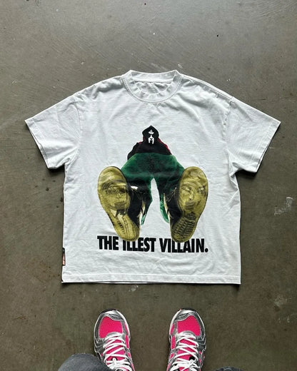 Men's Short Sleeve T-Shirt with "The Illest Villain" Graphic and Bold Statement Design for Streetwear Fashion