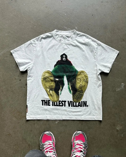 Men's Short Sleeve T-Shirt with "The Illest Villain" Graphic and Bold Statement Design for Streetwear Fashion