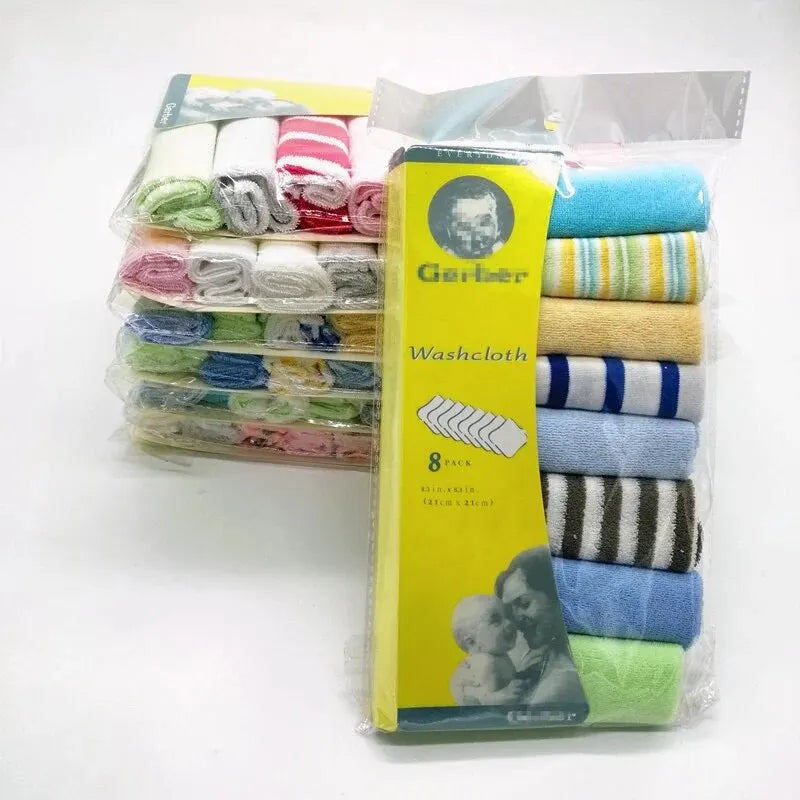 Set of 8 Soft Baby Washcloths with Gentle Fabric for Sensitive Skin, Perfect for Bath Time and Everyday Use