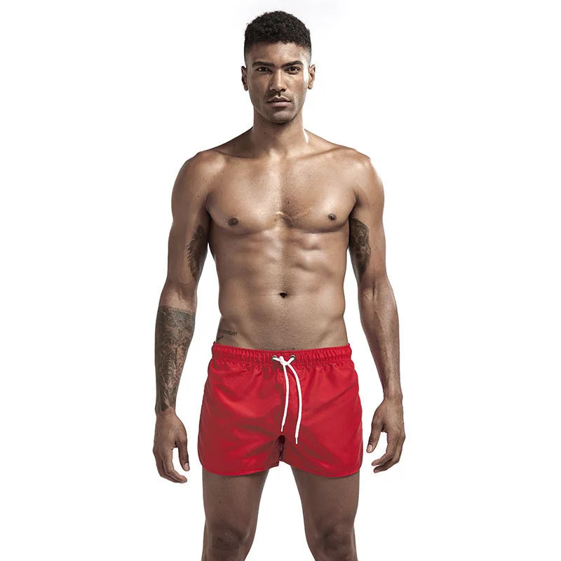 Men's Quick-Dry Swim Shorts with Elastic Waistband and Drawstring Closure